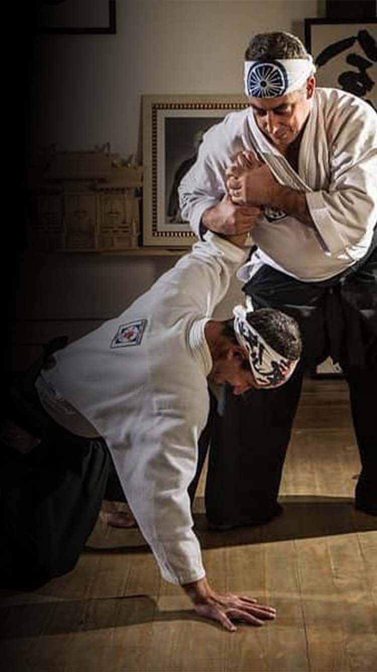 Mario Silva Sensei aplicando una técnica en el dojo